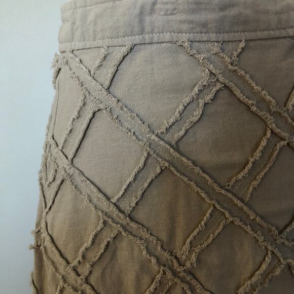 For Cynthia Linen Blend Textured A-Line Skirt Large Neutral Midi Boho Minimalist - Picture 2 of 9